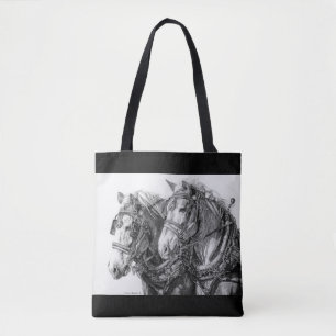 Tote Bag Chevaux de trait dessinant Fourre-tout