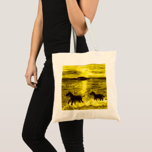 Tote Bag Chevaux En Bord De Mer Coucher du soleil