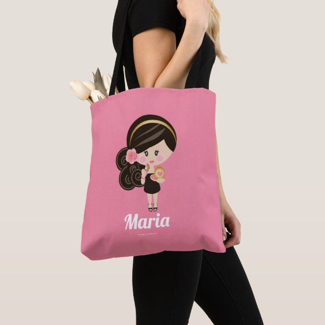 Tote Bag Cheveux foncés personnalisés Dolled vers le haut (De près)