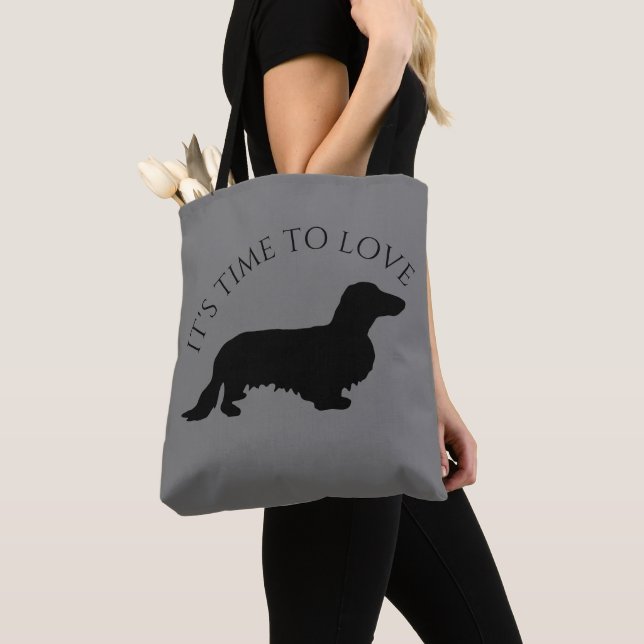 Tote Bag Cheveux longs Dachshund - Silhouette 1 (De près)