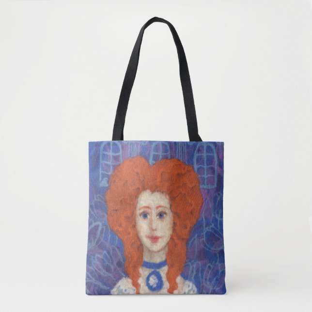 Tote Bag Cheveux rouges, fille gingembre rococo fibre art b (Devant)