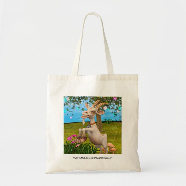 Tote Bag Chèvre de dessin animé drôle Art d'animal de jardi (Devant)