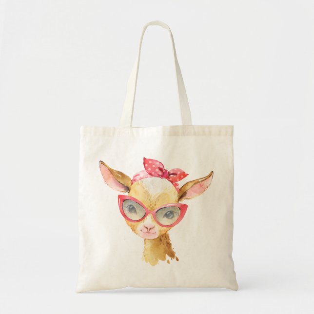 Tote Bag Chèvre drôle avec lunettes de soleil (Devant)