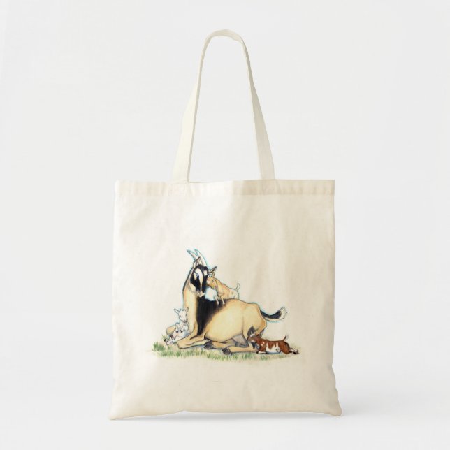 Tote Bag Chèvre et enfants nains nigériens mignons (Devant)
