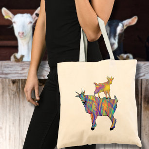 Tote Bag Chèvres Drôles Animaux de ferme colorés