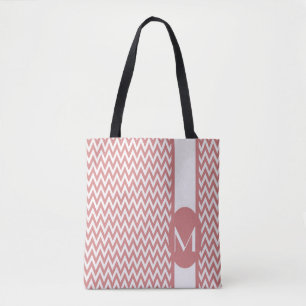 Tote Bag Chevron Design élégant rose avec monogramme