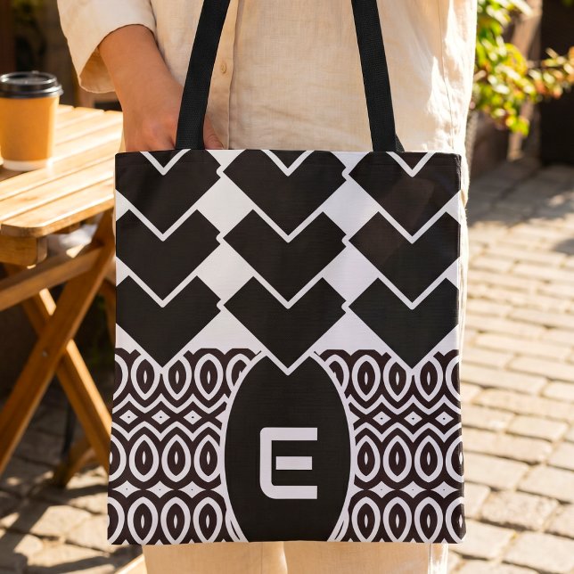 Tote Bag Chevron et larme bicolores (Chevron chic with your initial. Tote magic.)