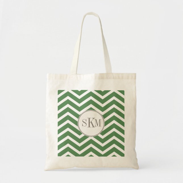 Tote Bag Chevron Fourre-tout personnalisé par monogramme (Devant)