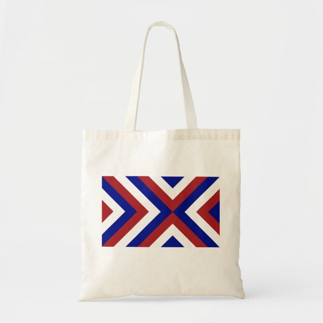 Tote Bag Chevron rouge, blanc et bleu (Devant)