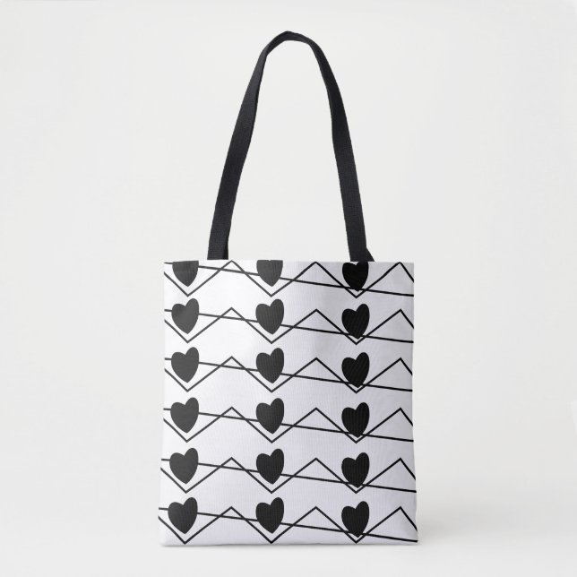 Tote Bag Chevron Stripe Hearts Valentines Day (Devant)