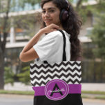 Tote Bag Chevron violet noir<br><div class="desc">Le chevron violet noir sur tout le sac fourre-tout imprimé</div>