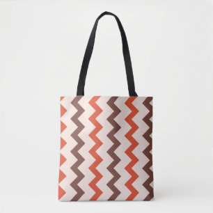 Tote Bag Chevron zigzag brun rose pastel