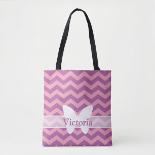 Tote Bag Chevrons d'orchidée rayonnants congelés avec papil