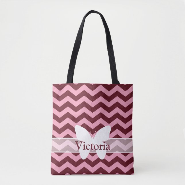 Tote Bag Chevrons d'orchidées congelées de Bourgogne avec p (Devant)