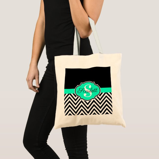 Tote Bag Chevrons noirs et blancs (Devant (produit))