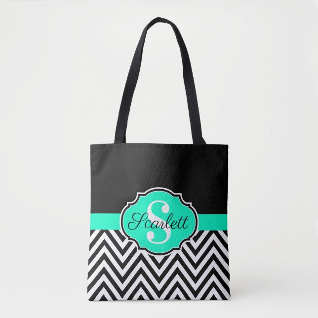 Tote Bag Chevrons noirs et blancs (Devant)
