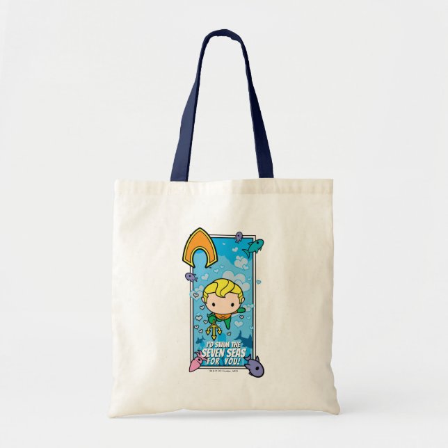 Tote Bag Chibi Aquaman - Je nagerai Les Sept Mers (Devant)