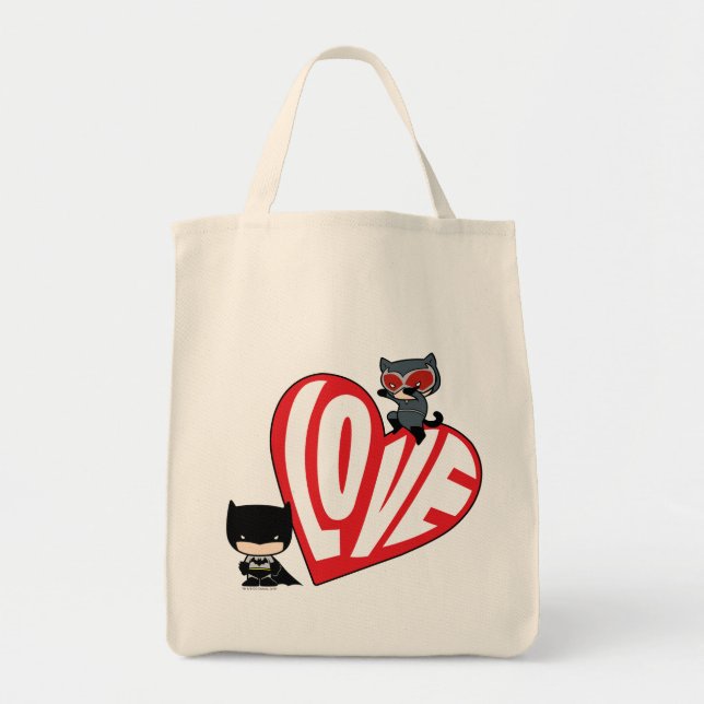 Tote Bag Chibi Catwoman rebondit sur Batman (Devant)