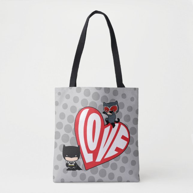 Tote Bag Chibi Catwoman rebondit sur Batman (Devant)