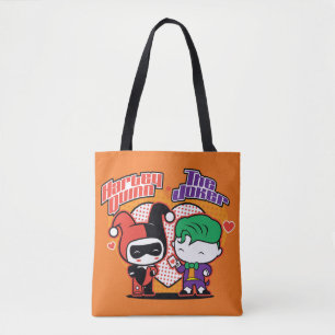 Tote Bag Chibi Harley Quinn et Chibi Coeurs joker