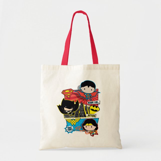 Tote Bag Chibi Héros Prêts À L'Action ! (Devant)