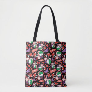 Tote Bag Chibi Joker et Harley Heart Motif