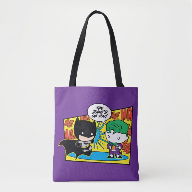 Tote Bag Chibi Joker Pranking Chibi Batman (Devant)