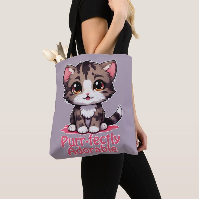 Tote Bag Chibi Kawaii Kitten Purr parfaitement adorable en  (De près)