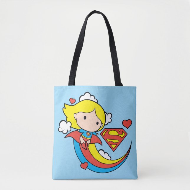 Tote Bag Chibi Supergirl volant arc-en-ciel (Devant)