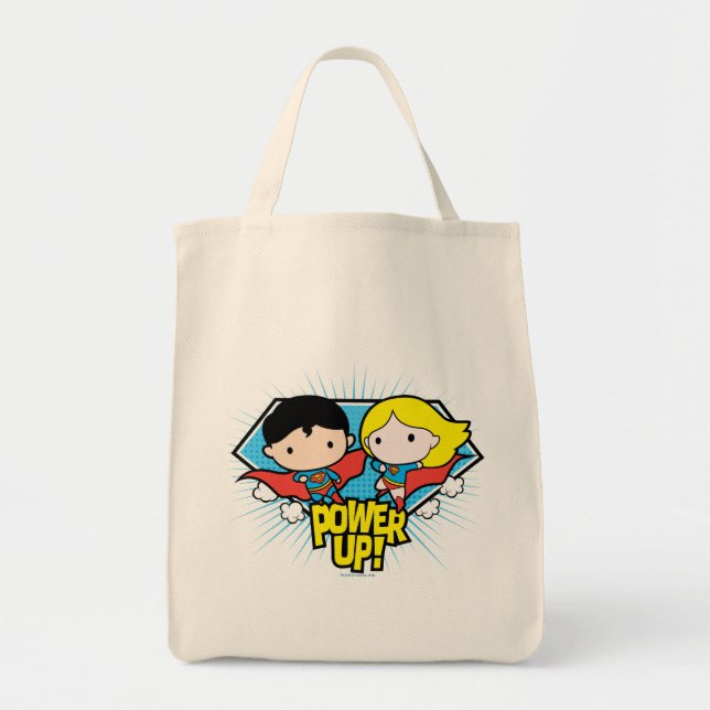 Tote Bag Chibi Superman & Chibi Supergirl Power Up! (Devant)