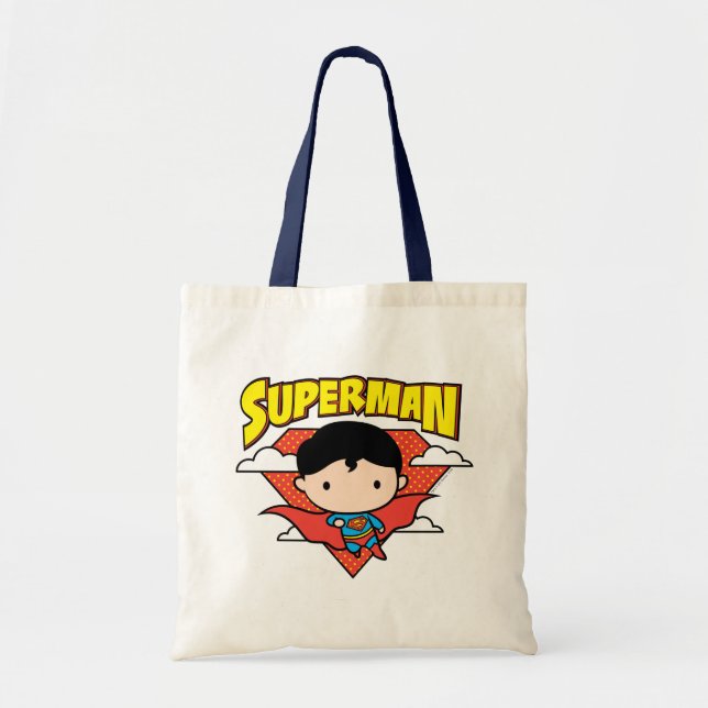 Tote Bag Chibi Superman Polka Dot Shield et nom (Devant)