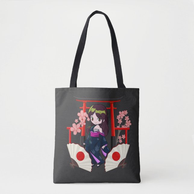 Tote Bag Chibi traditionnelle japonaise fille (Devant)