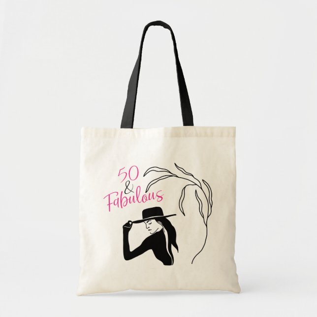 Tote Bag Chic 50 et Fabulous Pink Black Anniversaire (Devant)