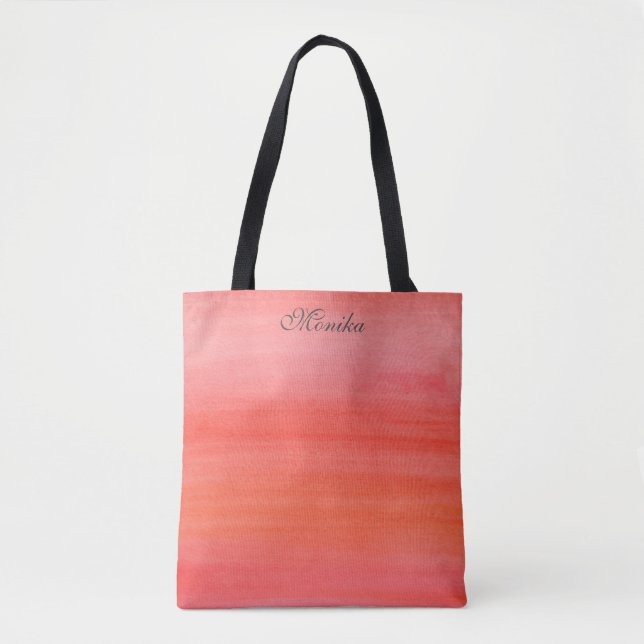 Tote Bag Chic Aquarelle Coral Rouge Ombre Moderne Personnal (Devant)