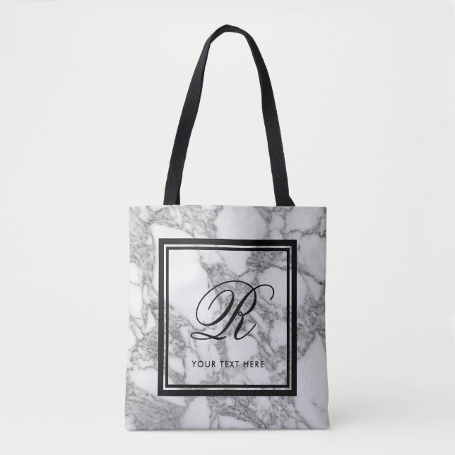 Tote Bag Chic blanc marbre pierre texture personnalisée mon (Devant)