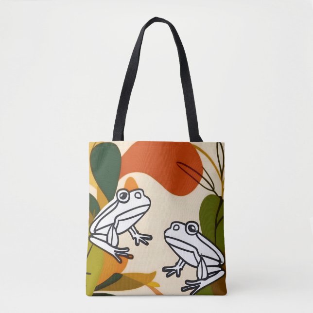 Tote Bag Chic boho art vectoriel grenouilles abstraites (Devant)
