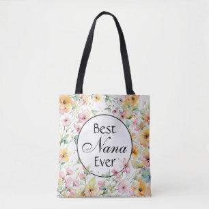 Tote Bag Chic Boho Orange Rose Aquarelle Fleurs sauvages