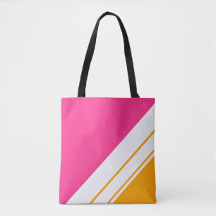 Tote Bag Chic Bright Candy rose jaune blanc rayures de cour