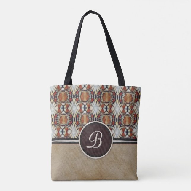 Tote Bag Chic Brown et Tan Batik Style Fourre-tout (Dos)