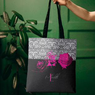 Tote Bag Chic dentelle et Roses personnalisées Fourre-tout