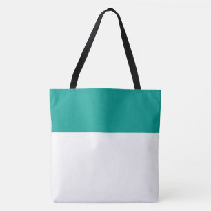 Tote Bag Chic Élégant Blanc Un Tiers Été Teal Bord Supérieu