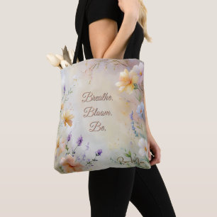 Tote Bag Chic & Élégant Floral Pastel – Citation Personnali