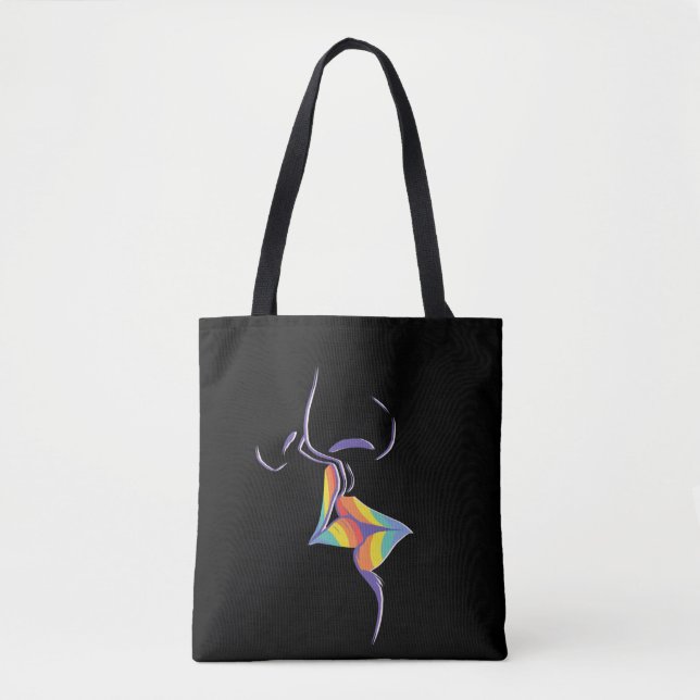 Tote Bag Chic Gay pride Rainbow Lips embrasser Lesbian Coup (Devant)