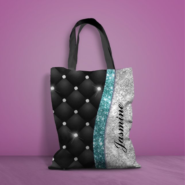 Tote Bag Chic girly faux parties scintillant argent noir tu (Créateur téléchargé)