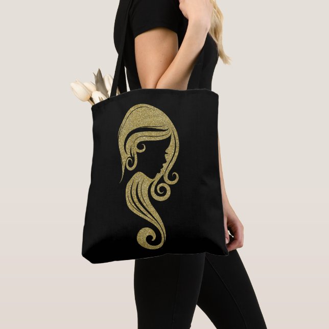 Tote Bag Chic Gold Parties scintillant Beauté Fille cheveux (De près)