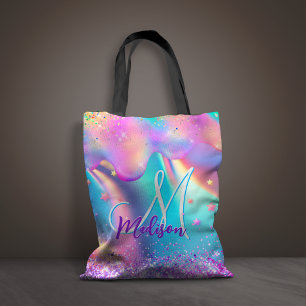 Tote Bag Chic holographique monogramme de parties scintilla