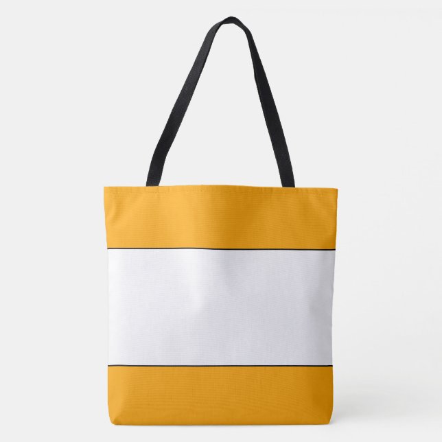 Tote Bag Chic jaune doré orange blanc rayé (Devant)