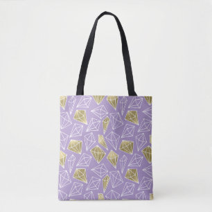 Tote Bag Chic Lavender Gold Diamonds Noël