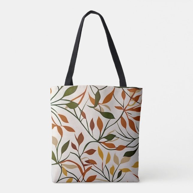 Tote Bag Chic ligne boho art automne feuilles vecteur abstr (Dos)