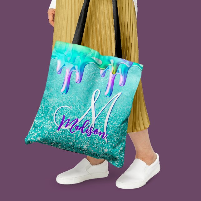 Tote Bag Chic mint ombre parties scintillant unicorn goutte (Créateur téléchargé)